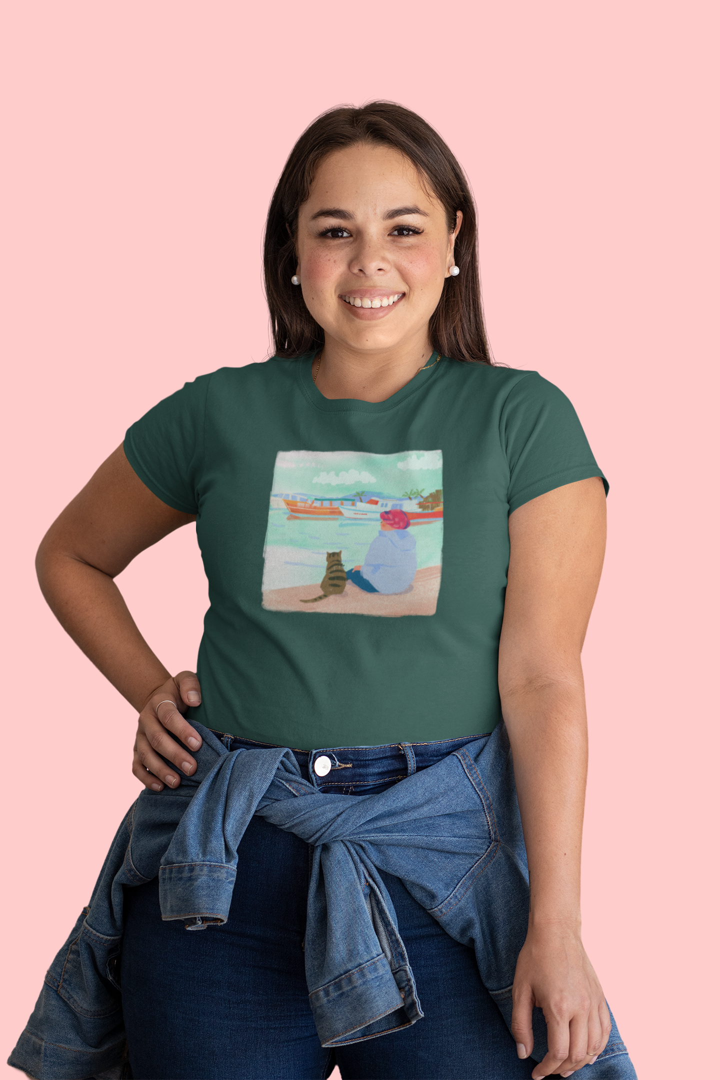 The Cat And Calm Cotton T-Shirt