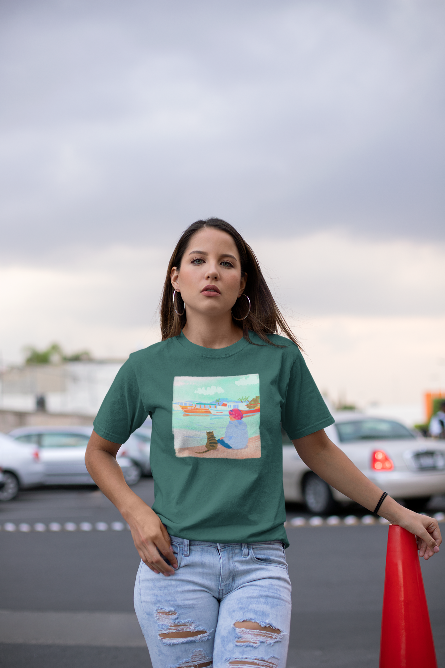 The Cat and the Calm Oversized T-Shirt