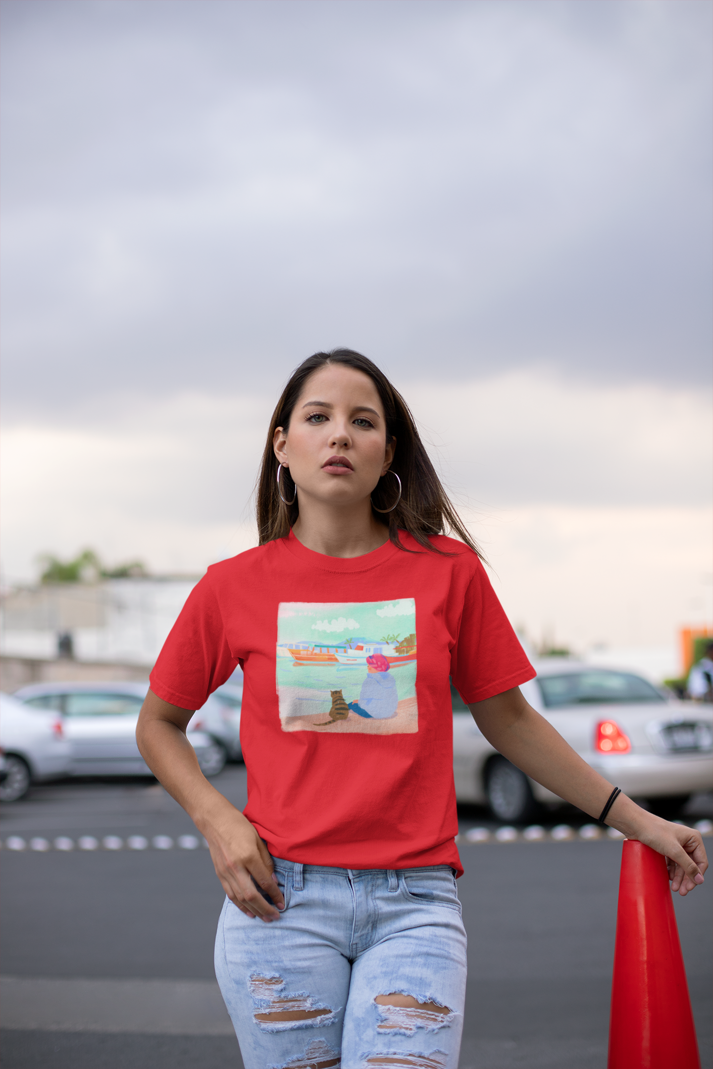 The Cat and the Calm Oversized T-Shirt